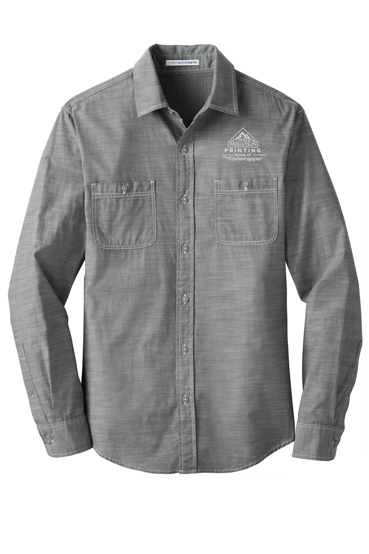 Variant Image for W380 - Port Authority® Slub Chambray Shirt. - LMP - 1 Color - White - Website Little Mountain Printing