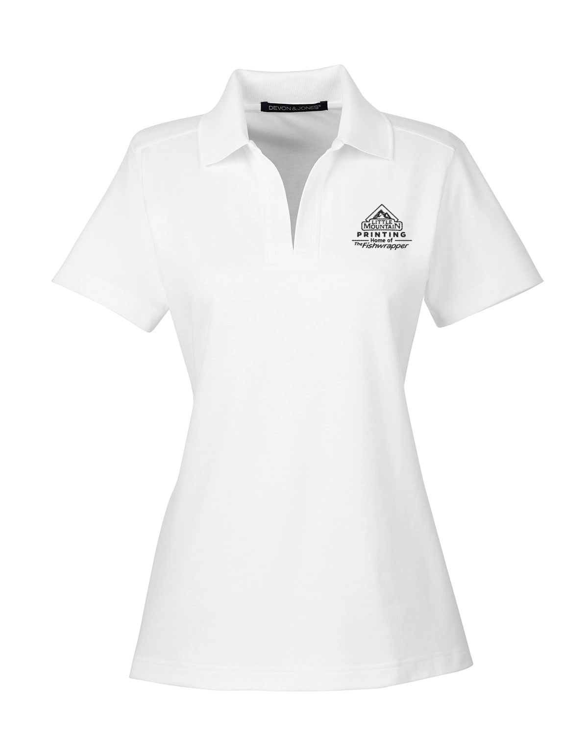 Variant Image for DG20W  - Devon & Jones CrownLux Performance® Ladies' Plaited Polo - LMP - 1 Color - Black - Website Little Mountain Printing