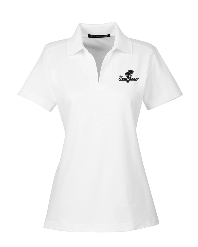 Variant Image for DG20W  - Devon & Jones CrownLux Performance® Ladies' Plaited Polo - FW - 1 Color Black - Website Little Mountain Printing