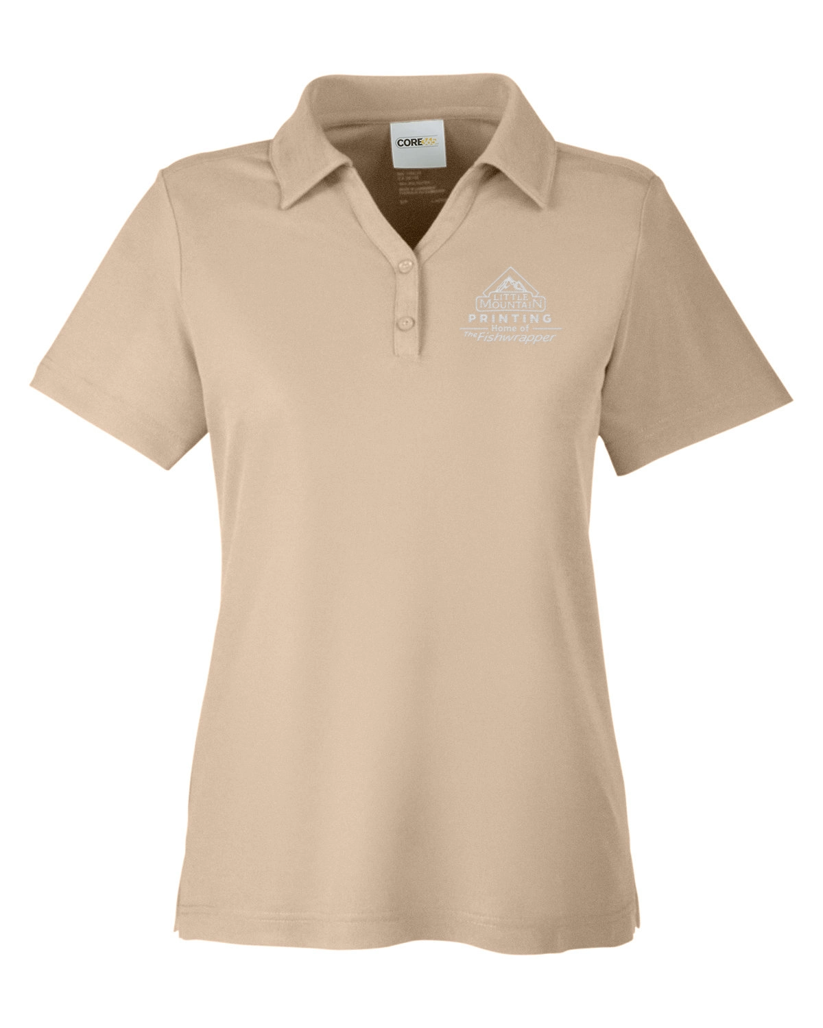 Variant Image for CE112W  - CORE365 Ladies' Fusion ChromaSoft™ Pique Polo - LMP - 1 Color - White - Website Little Mountain Printing