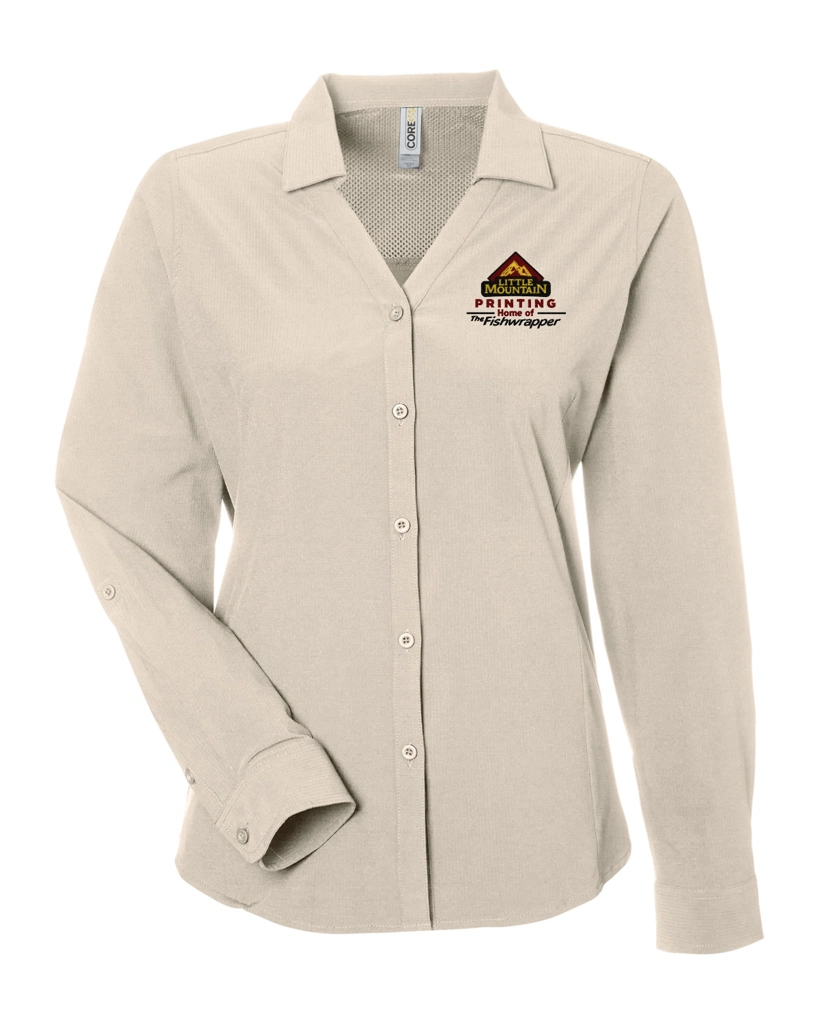 Variant Image for CE510LW  - CORE365 Ladies' Ultra UVP® Long-Sleeve Marina Shirt - LMP - 3 Color - Maroon,Black,Gold - Website Little Mountain Printing