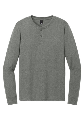 DT145 - District® Perfect Tri® Long Sleeve Henley (4XL, Heathered Charcoal)
