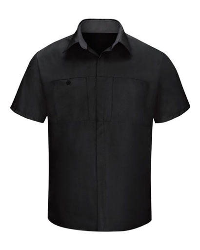 SY42 - Red Kap Men's Performance Plus Short Sleeve Shirt with Oilblok Technology (S, Black/ Charcoal)